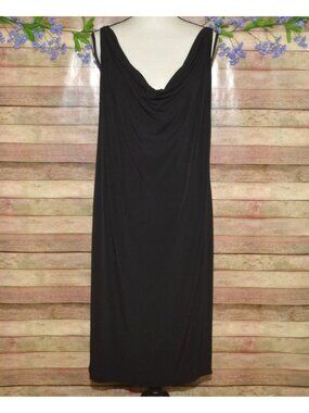 Evanese Womens XL Black Midi Dress Cowl Neck Sleeveless LBD Stretch Comfy Formal